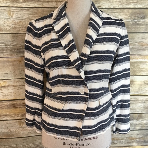 LOFT Jackets & Blazers - Loft Blue/Cream Striped Blazer, Size 4